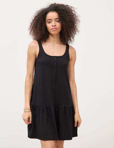 Robe sans manches en maille col rond noir femme