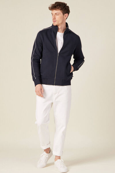 Gilet zippé col montant bleu marine homme