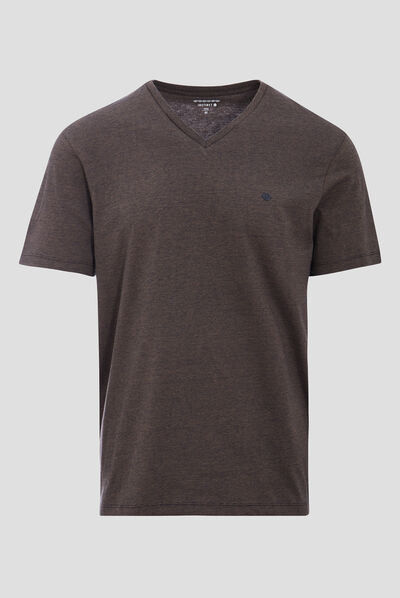 T-shirt manches courtes homme marron homme