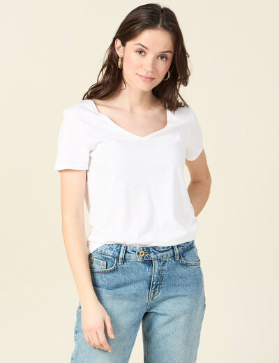 T-shirt manches courtes blanc femme