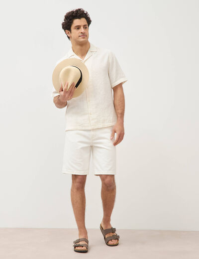 Col boyfriend manches courtes en coton ecru homme
