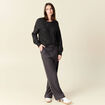 Pull manches longues ajour&eacute; noir femme
