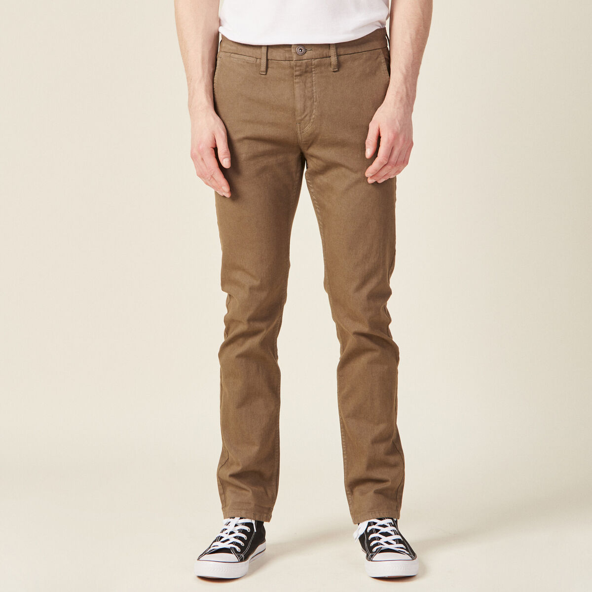Pantalon chino slim taupe homme