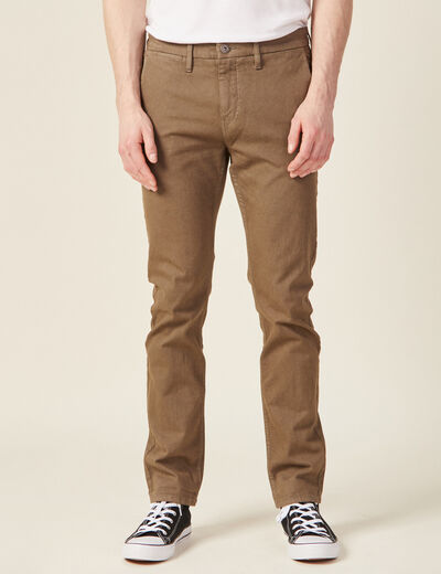 Pantalon chino slim taupe homme