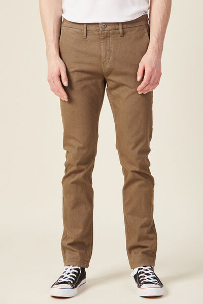 Pantalon chino slim taupe homme