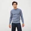 Pull manches longues col rond bleu gris homme