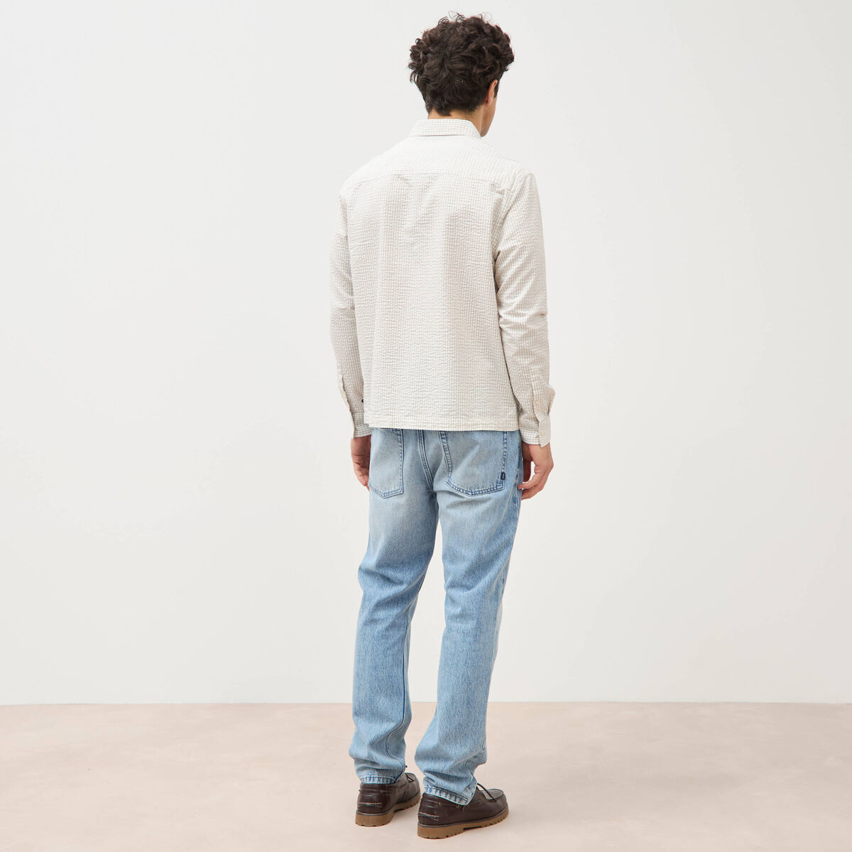 Chemise boyfriend en coton ecru homme