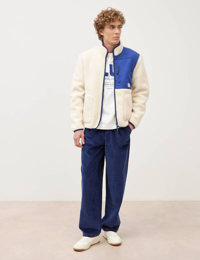 Veste sherpa col montant manches longues ecru homme