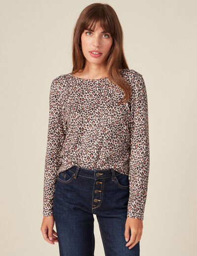 T-shirt manches longues marron clair femme