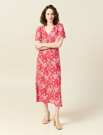 Robe longue éco-responsable rouge femme
