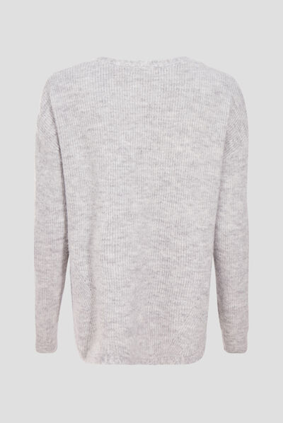 Pull manches longues gris femme