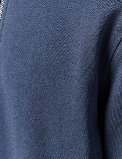Sweat col montant manches longues bleu marine homme