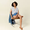 Blouse éco-responsable bleu foncé femme