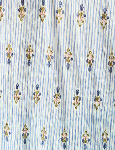 Blouse col rond manches longues bleu ciel femme
