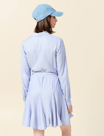 Robe patineuse courte manches longues bleu femme