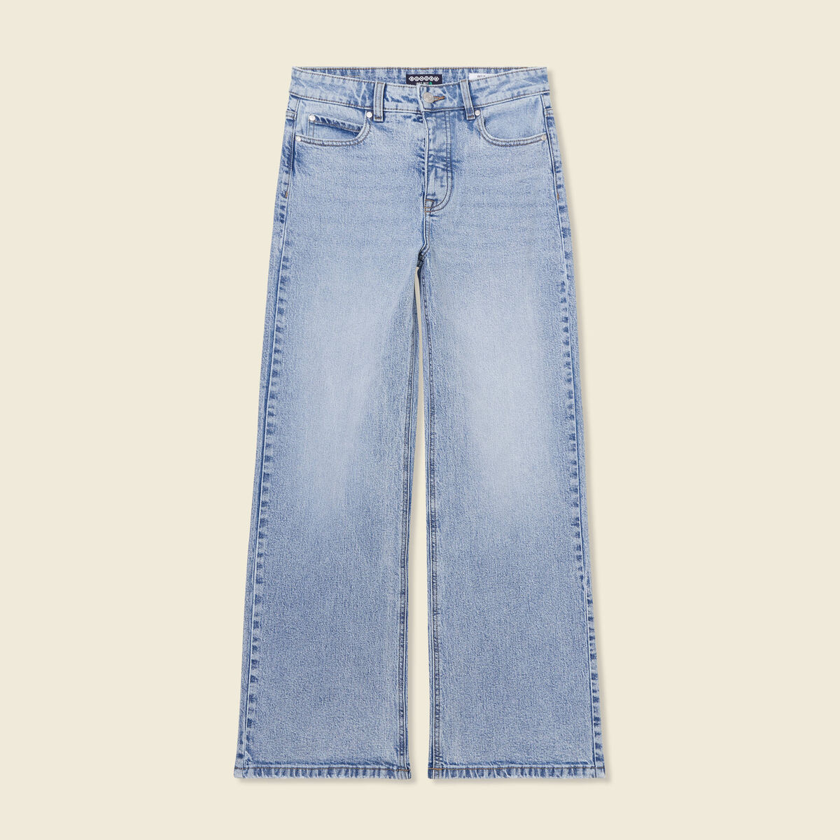 Jeans large éco-responsable denim snow bleu femme