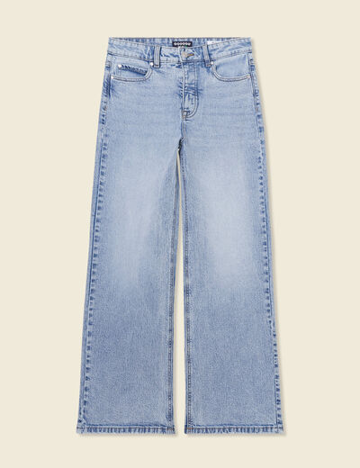 Jeans large éco-responsable denim snow bleu femme