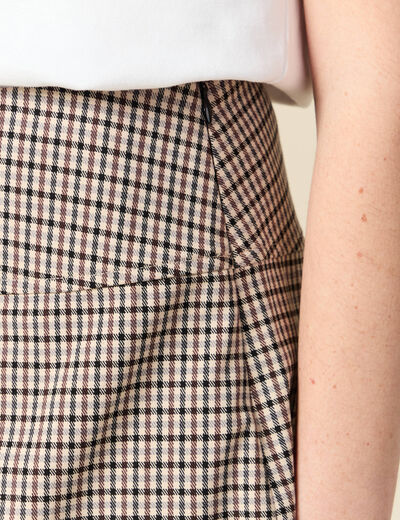Short pliss&eacute; taille haute fluide marron femme