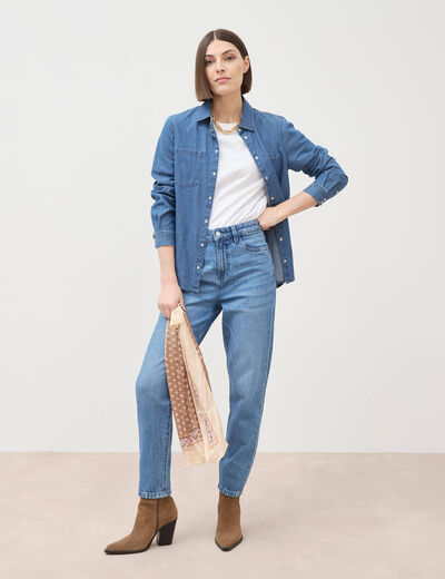 Jeans mom 7/8&egrave;me denim used femme