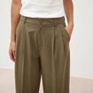 Pantalon barrel vert olive femme