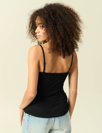 D&eacute;bardeur cintr&eacute; d&eacute;collet&eacute; bretelles noir femme
