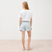 Jupe-short taille haute en jeans denim bleach femme