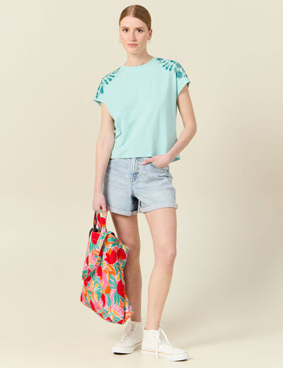 T-shirt éco-responsable vert pastel femme
