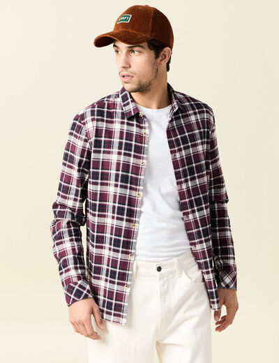 Chemise manches longues prune homme