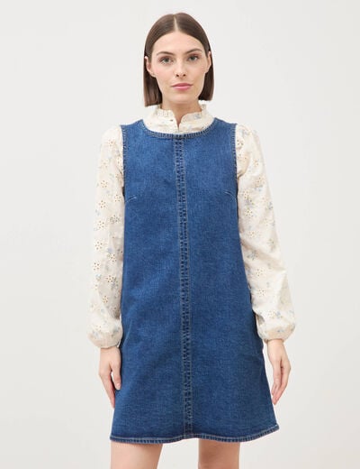 Robe sans manches col rond en jeans denim stone femme