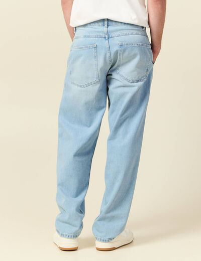 Chino droit longueur 32 en coton denim bleach homme