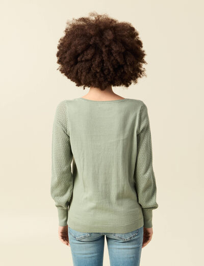 Pull manches longues vert kaki femme