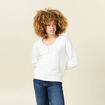 Pull manches longues blanc femme