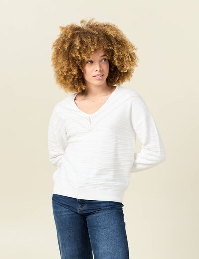 Pull manches longues blanc femme