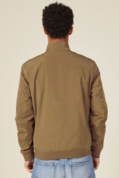 Blouson droit col montant marron foncé homme