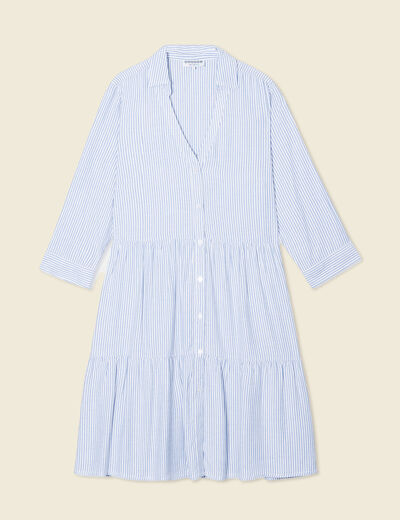 Robe patineuse boutonnée ecru femme
