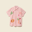 Chemise ample en coton &agrave; broderie orange abricot femme