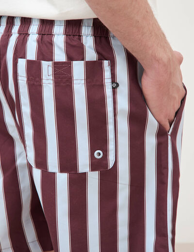 Maillot de bain ray&eacute; doubl&eacute; prune homme