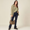 Blouse satin éco-responsable vert kaki femme