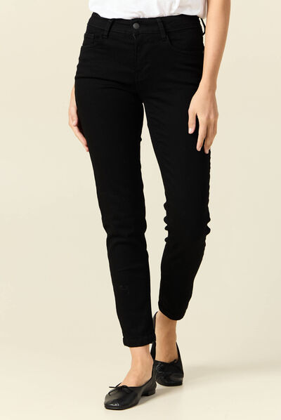 Jeans Vanessa - slim taille basse 7/8ème denim noir femme