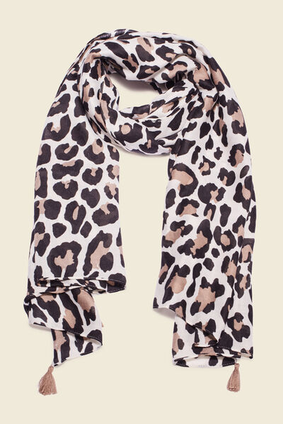 Foulard à pampilles noir femme