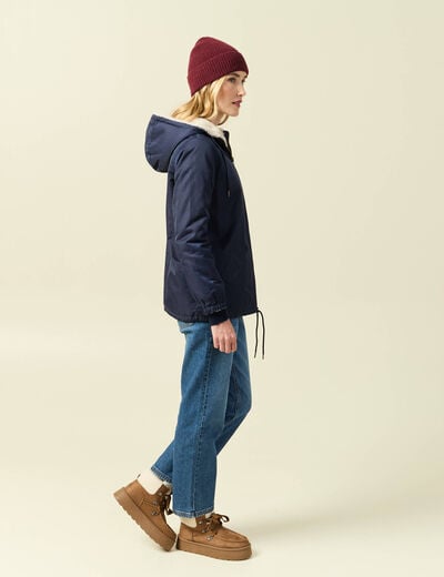 Parka r&eacute;versible bleu marine femme