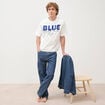 T-shirt print&eacute; en coton manches courtes ecru homme