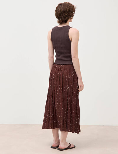 Jupe taille haute fluide marron femme