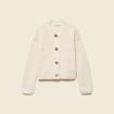 Gilet droit court manches longues creme femme
