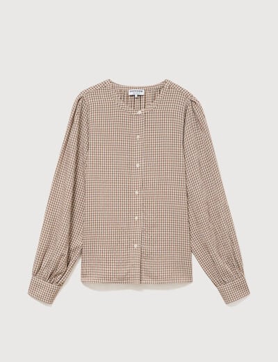Chemise oversize manches longues marron clair femme