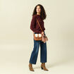 Pull col montant manches longues bordeaux femme
