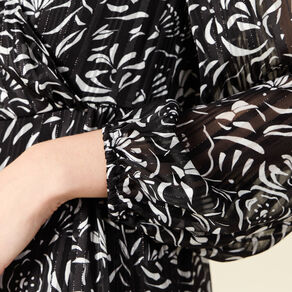Robe évasée manches longues noir femme