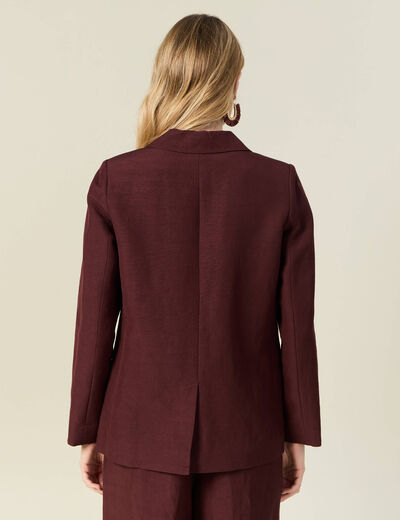 Veste blazer manches longues bordeaux femme