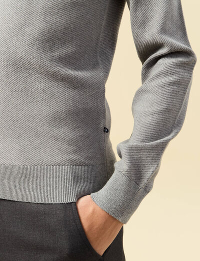 Pull col rond manches longues gris homme