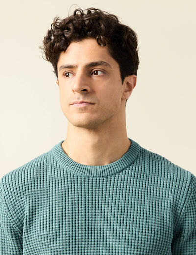 Pull éco-responsable vert foncé homme